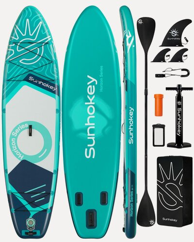 Изображение товара SUP-доска надувная SUNHOKEY Horizon BLUE 11' (335х86х15 см) сапборд с веслом, насосом и рюкзаком