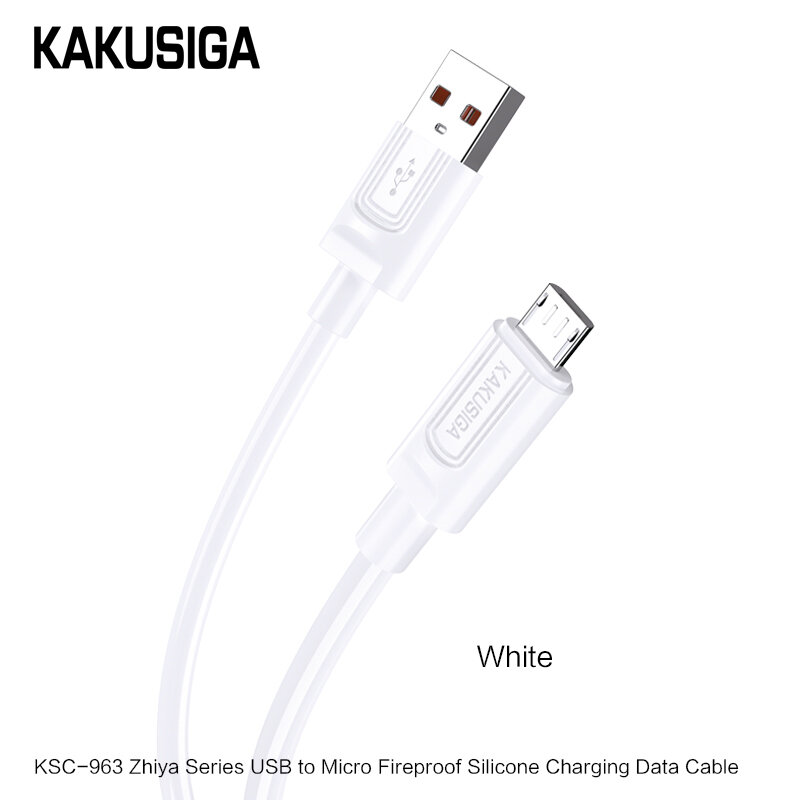 USB кабель KAKUSIGA KSC-963 Micro USB, 1м, быстрая зарядка, передача данных, белый