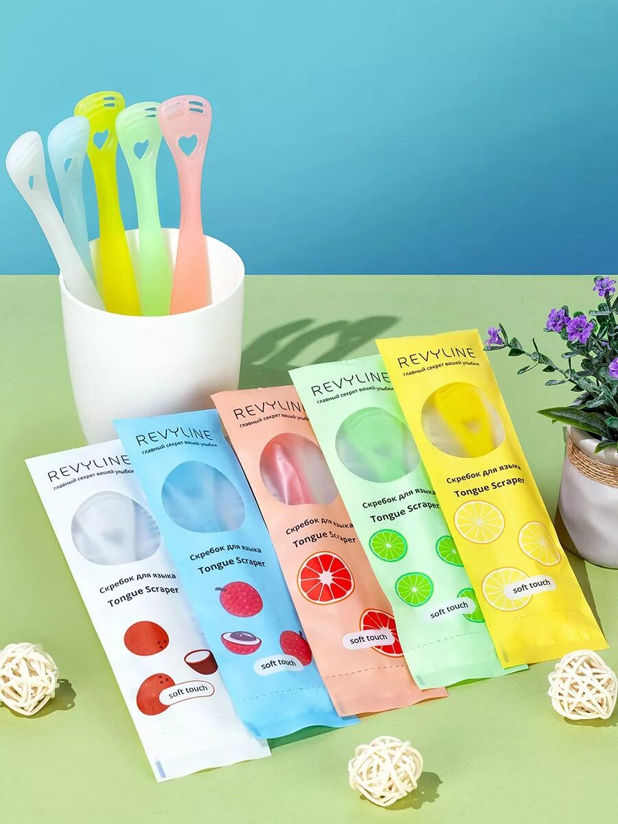 Скребок для чистки языка Revyline Soft белый, от налета на языке, взрослый, детский, мягкий — фото 1