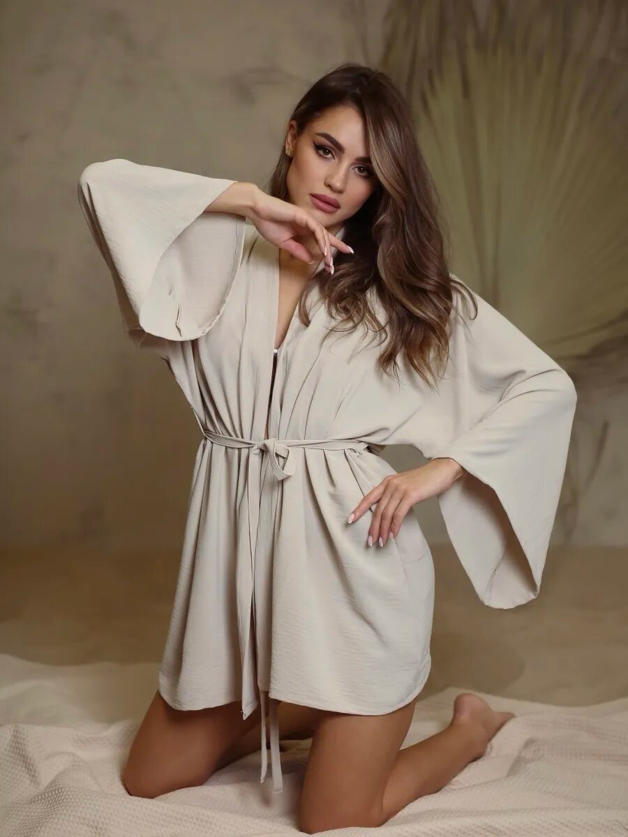 Туника By Jes Лето 2025, размер 42-46, бежевый меланж