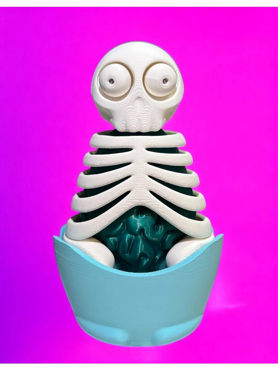 Матрешка - Muerta уникальная 13 см 10 элементов скелет сердце фигурка — фото 1