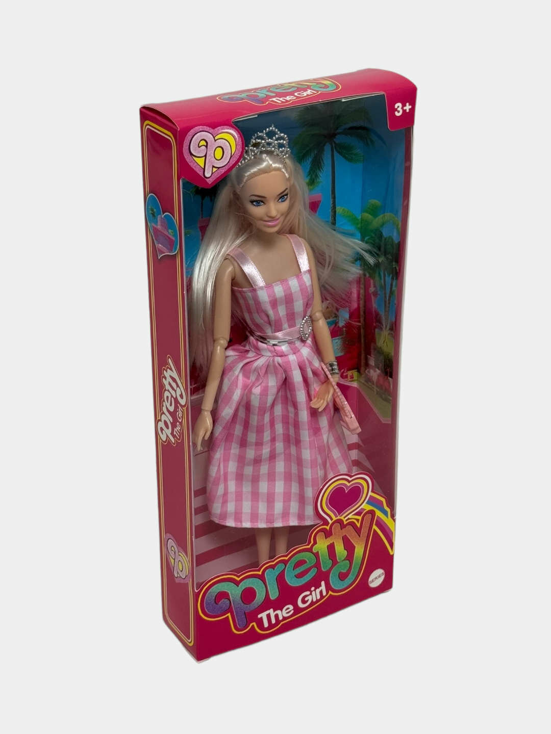 Кукла Барби Pretty Girl розовое платье в клетку с тиарой 3+ Код. 24269
