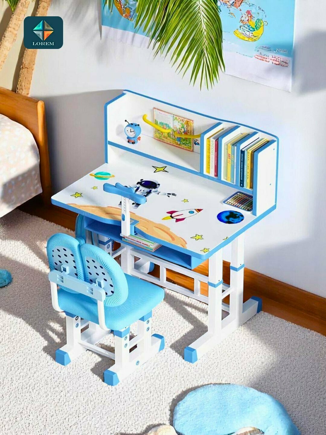 Детский стол и стул, набор регулируемой высоты, с ящиками — фото 1