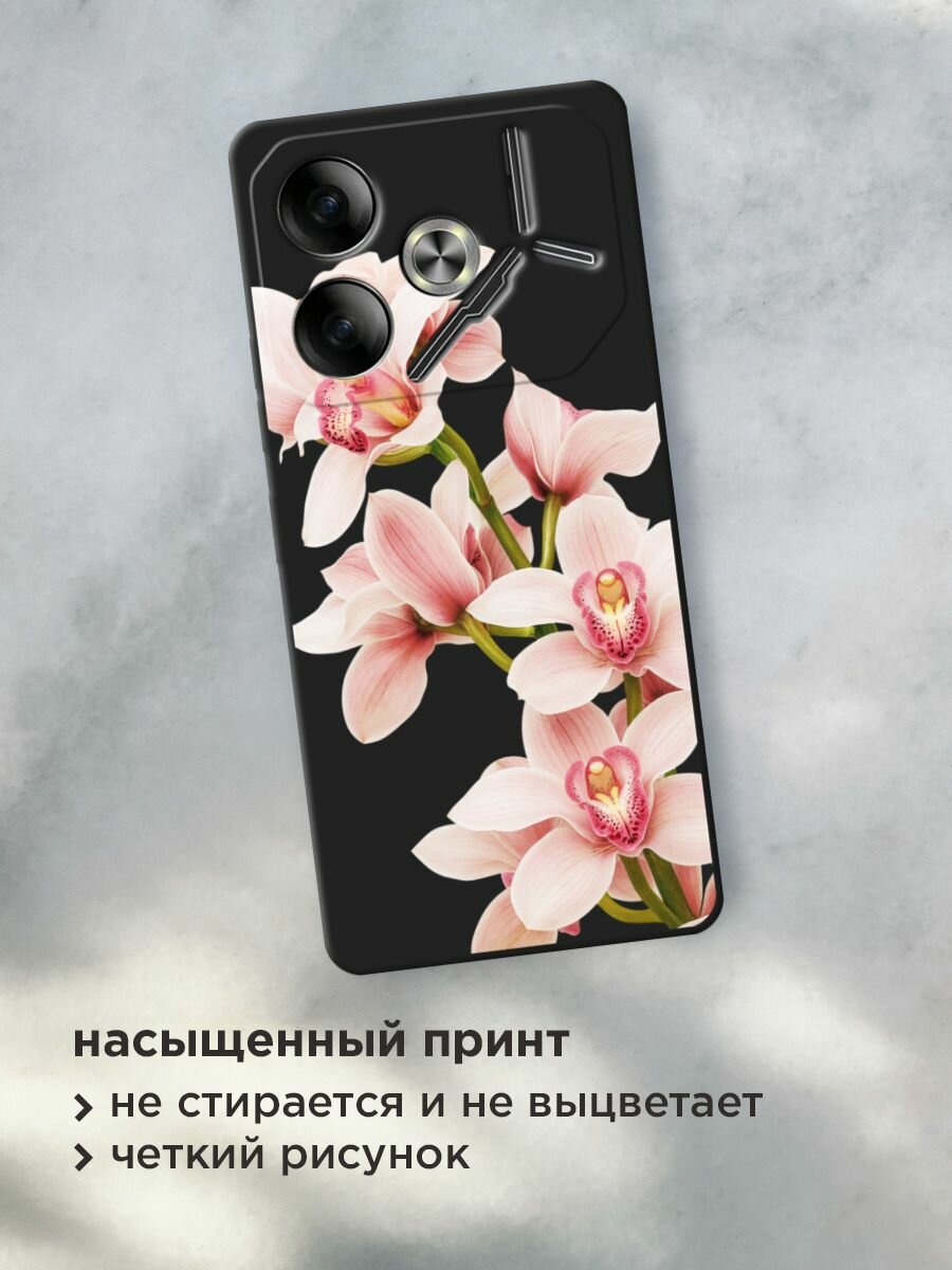 Чехол на Tecno Pova 6 / Текно Пова 6 с принтом "Нежная орхидея", прозрачный — фото 1