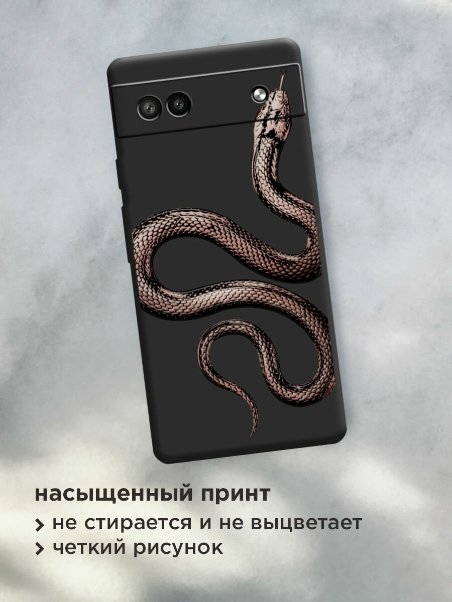Чехол на Google Pixel 6A / Гугл Пиксель 6А с принтом "Rose snake 2" — фото 1