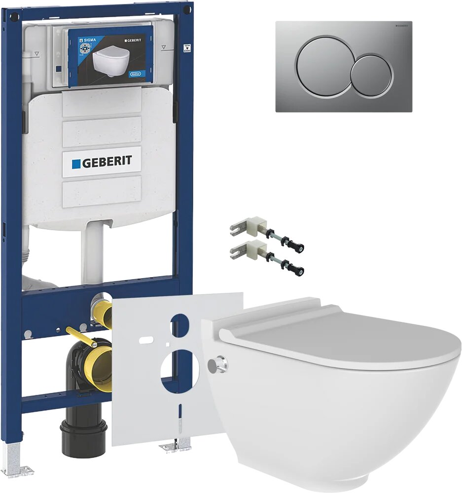 Комплект Унитаз подвесной Bien Harmony HRKA052N5VE0W5000 / Крепления Geberit Duofix к стене / Звукоизоляция Инсталляция UP 320 111.300.00.5 Кнопка лакированная матовый хром