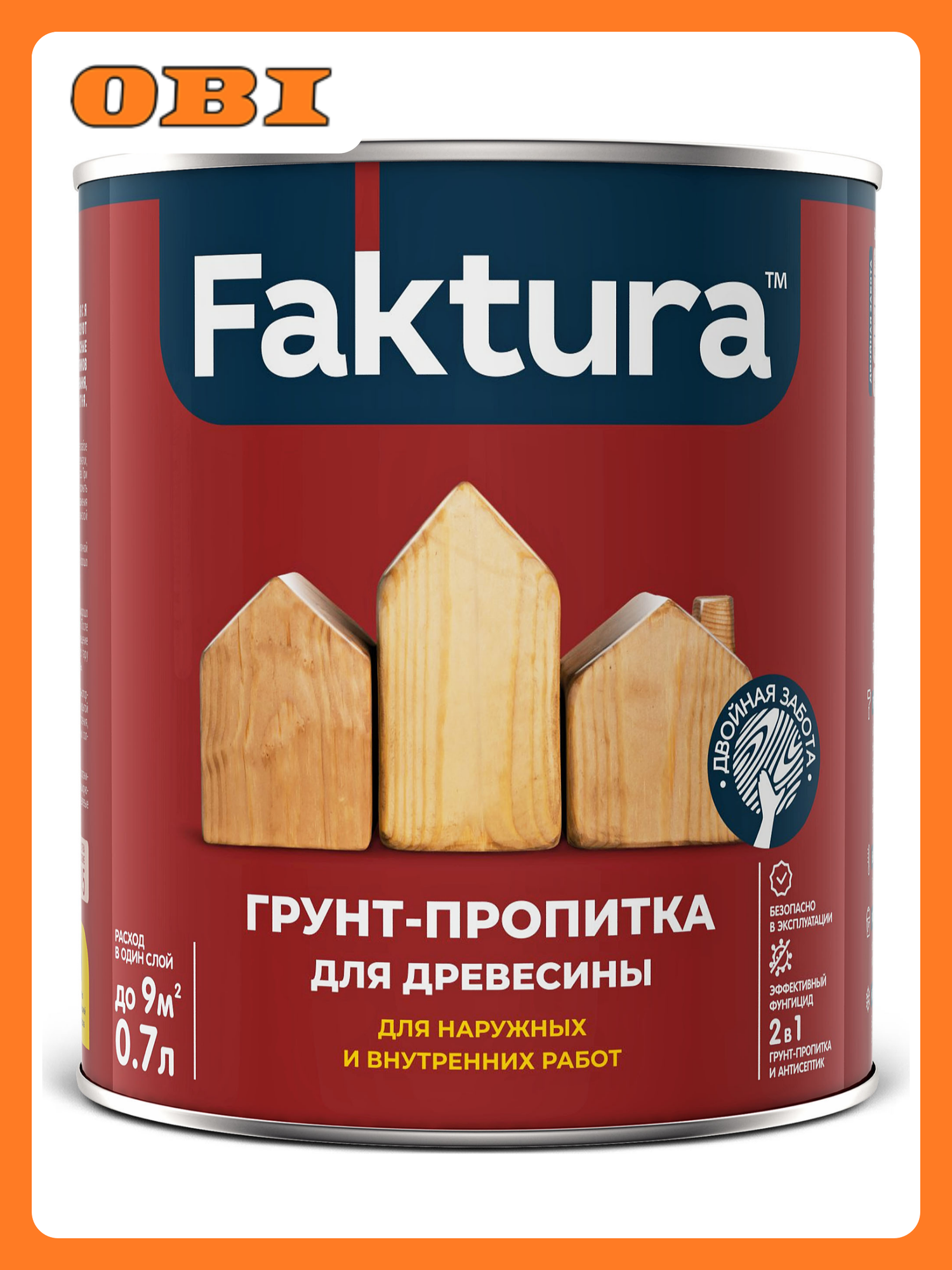 Грунт-пропитка для древесины FAKTURA алкидная для наружных и внутренних работ 07л
