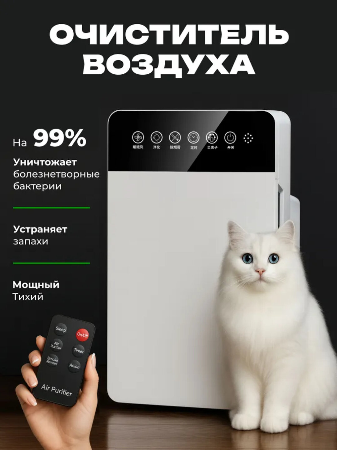 Очиститель воздуха , ионизатор для дома, воздухоочиститель с HEPA 11 фильтром