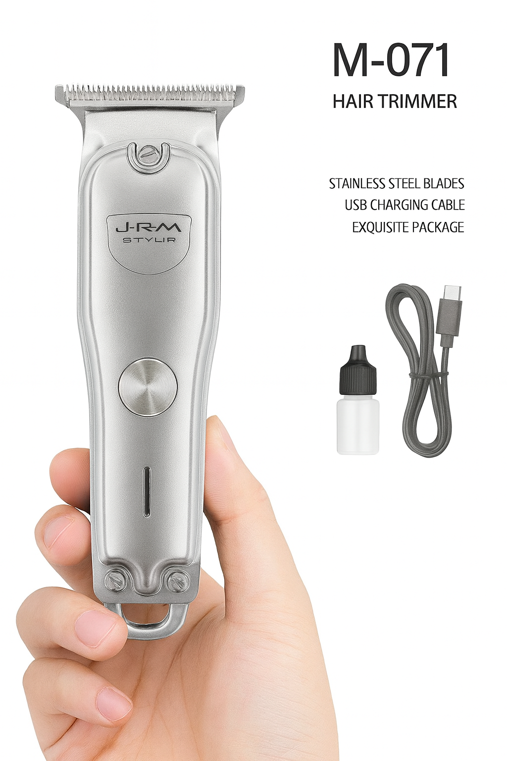 Триммер J.R.M Styler JR-M071, для бороды/волос/тела, беспроводной, 6 насадок