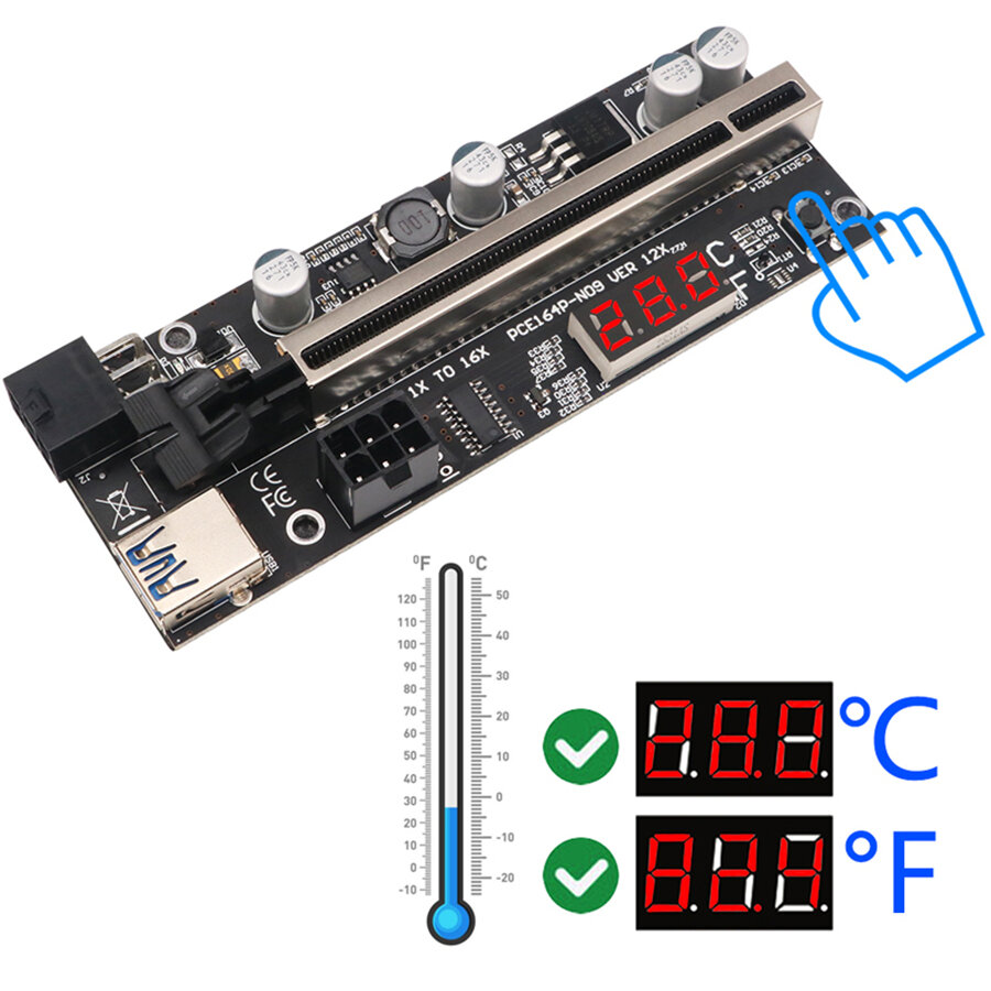 1 комплект PCIE Riser 009S Plus Riser PCI E PCI Express X1-X16 Dual 6Pin для майнинга