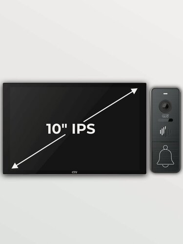 Изображение товара Комплект WiFi видеодомофон для квартиры: монитор 10" CTV-M5121 Q (B) + вызывная панель CTV-D4005 (G), для дома, офиса, Ai-детекция, функция видеорегистратор, подключение к подъездному домофону