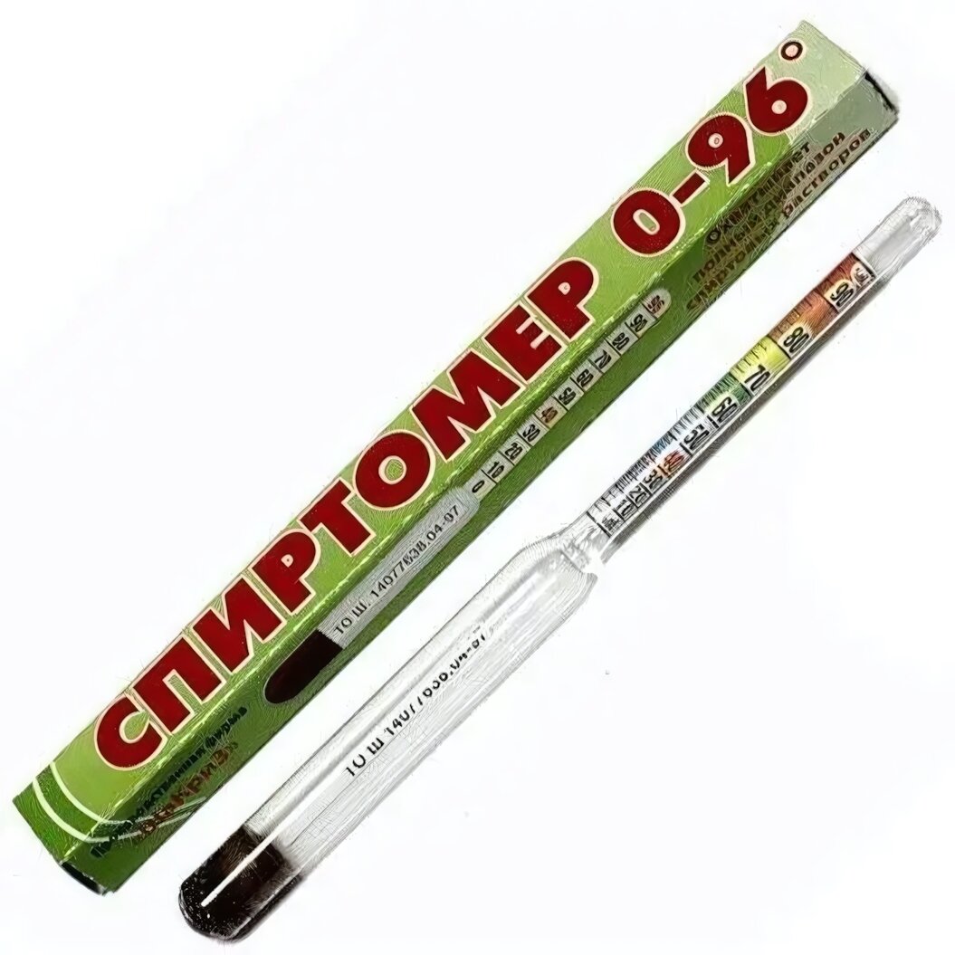 Спиртометр стеклянный 0-96% точное измерение крепости напитков 20см