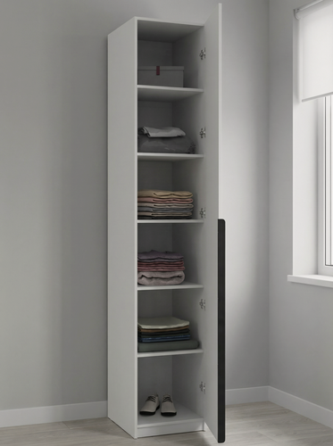 Изображение товара Шкаф-пенал Стич-10 с полками и длинной ручкой, ШхГхВ: 45х50х240 см, белый