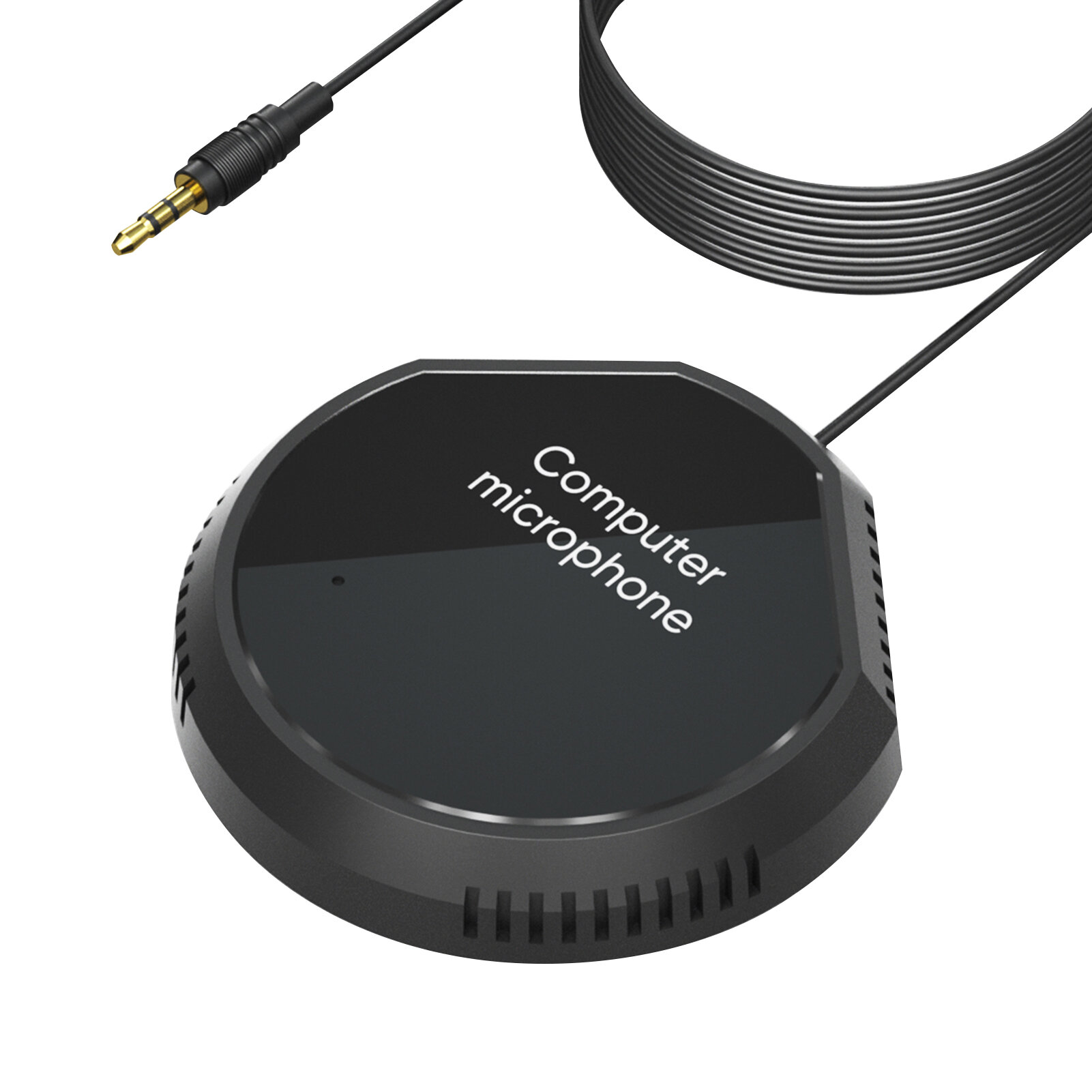 Микрофон для настольных конференций 360° всесторонний конденсаторный 3.5mm Плаг-н-Плей для ПК компьютер совместимый с Windows Mac для ноутбуков видеоконференций записи чата гейминга онлайн-уроков Skype, модель Y11A, размер 8.8x1.5cm, длина кабеля 150cm,