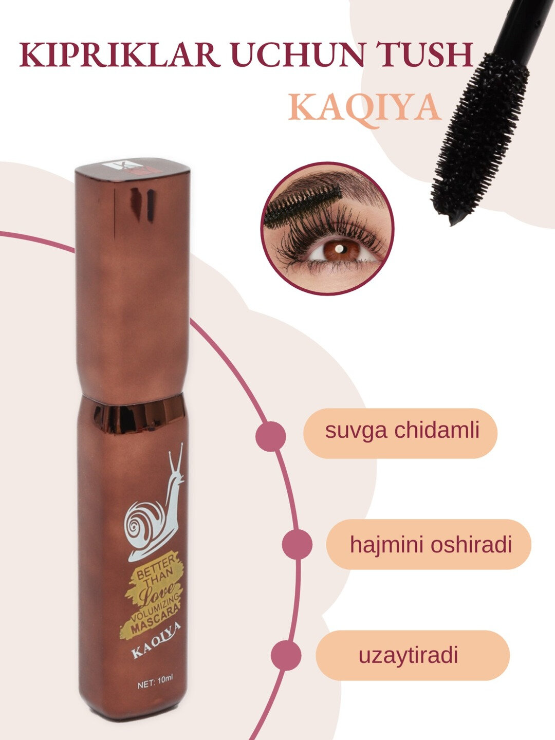 Тушь для ресниц, черная, водостойкая — фото 1