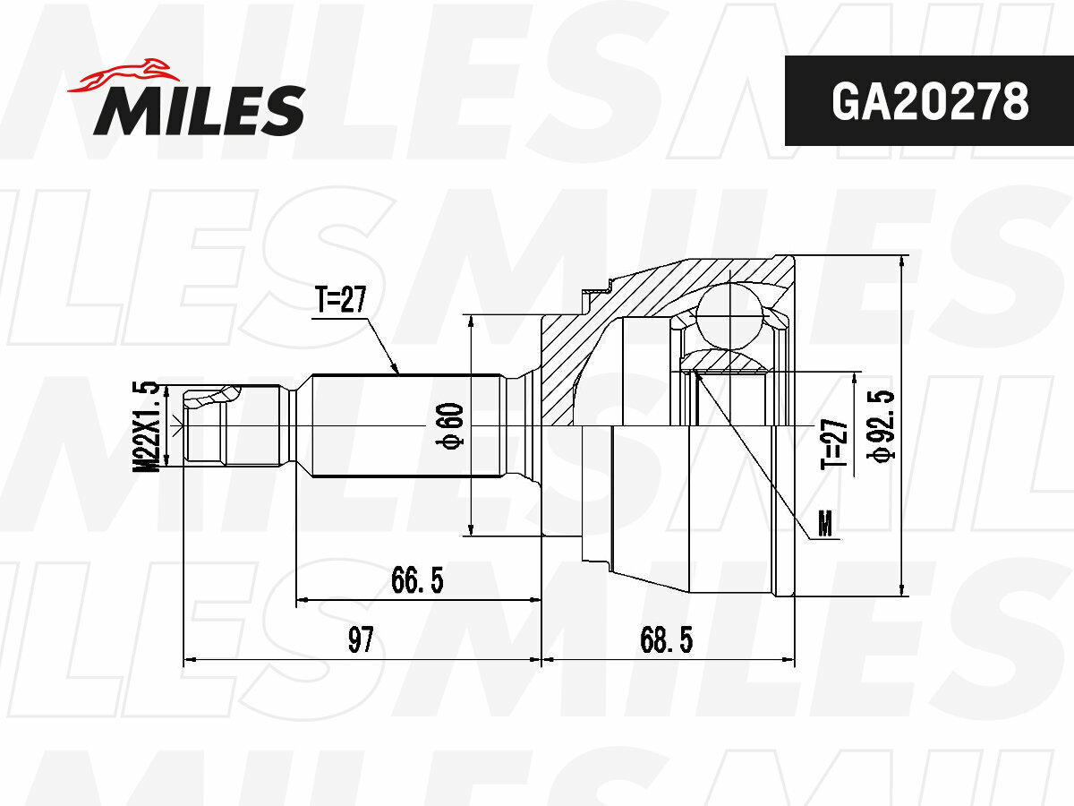 MILES Шарнирный комплект, приводной вал MITSUBISHI PAJERO II Canvas Top (V2_C, V4_C) / MITSUBISHI PAJERO II (V3_W, V2_W, V4_W, V5_W) GA20278