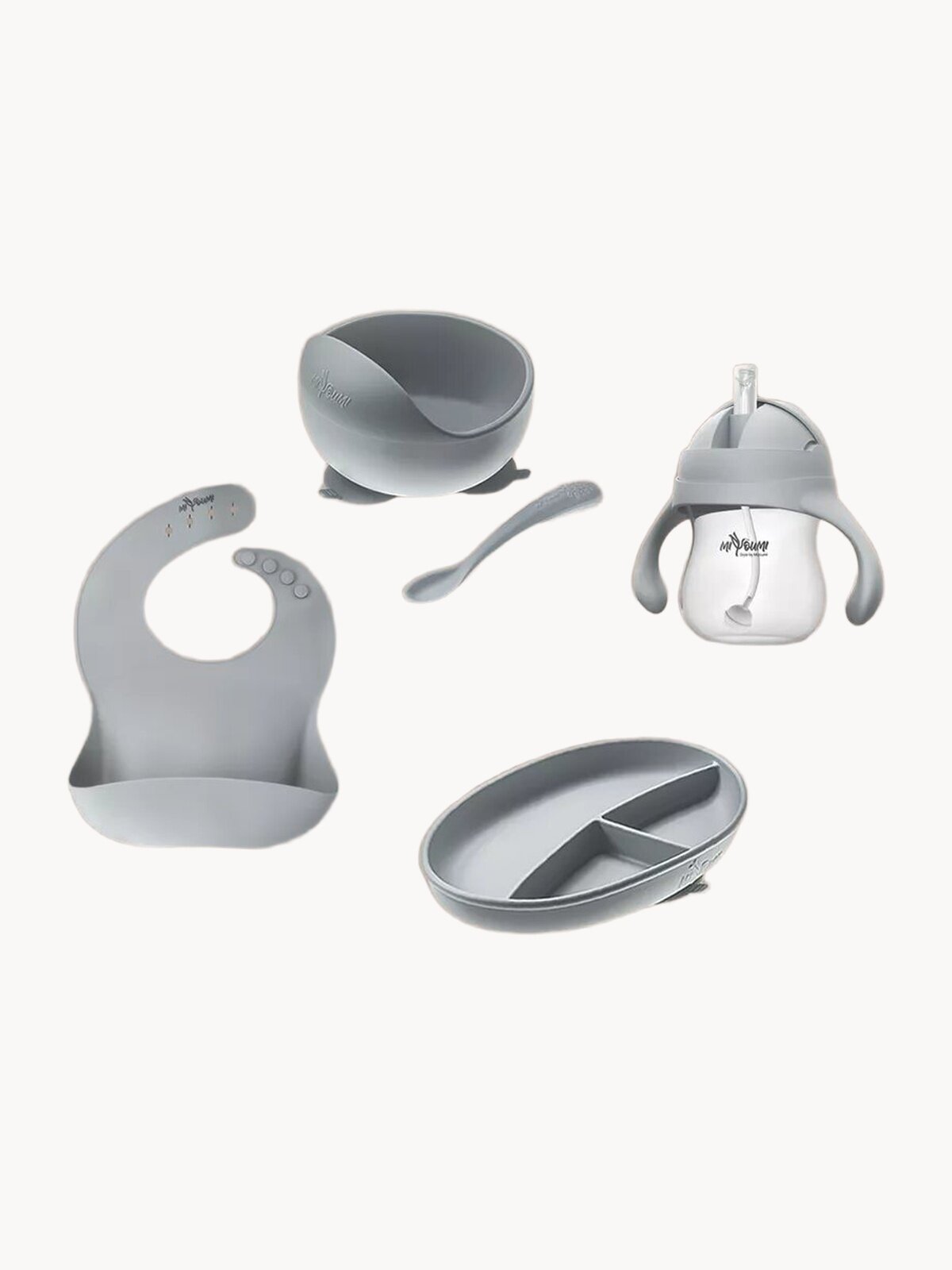 Набор детской посуды для кормления, Miyoumi силиконовый, 5 предметов