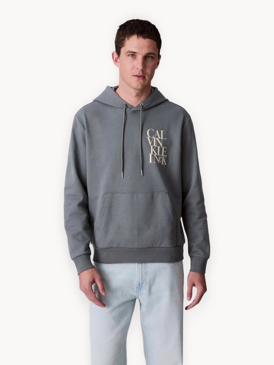 Худи Calvin Klein Jeans, размер L, , серо-зеленый