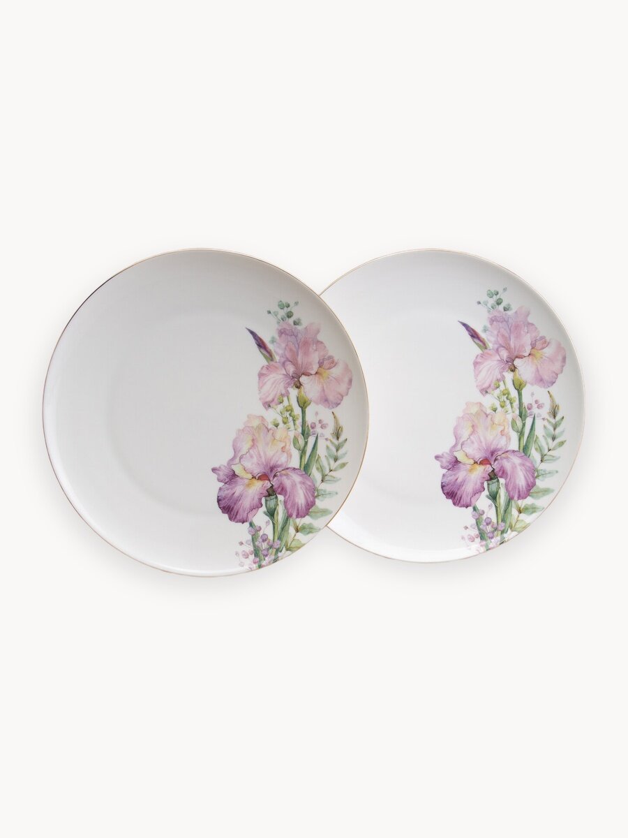 Тарелки Lefard "Irises", обеденные, набор 2 шт, фарфоровые, 25,5 см.