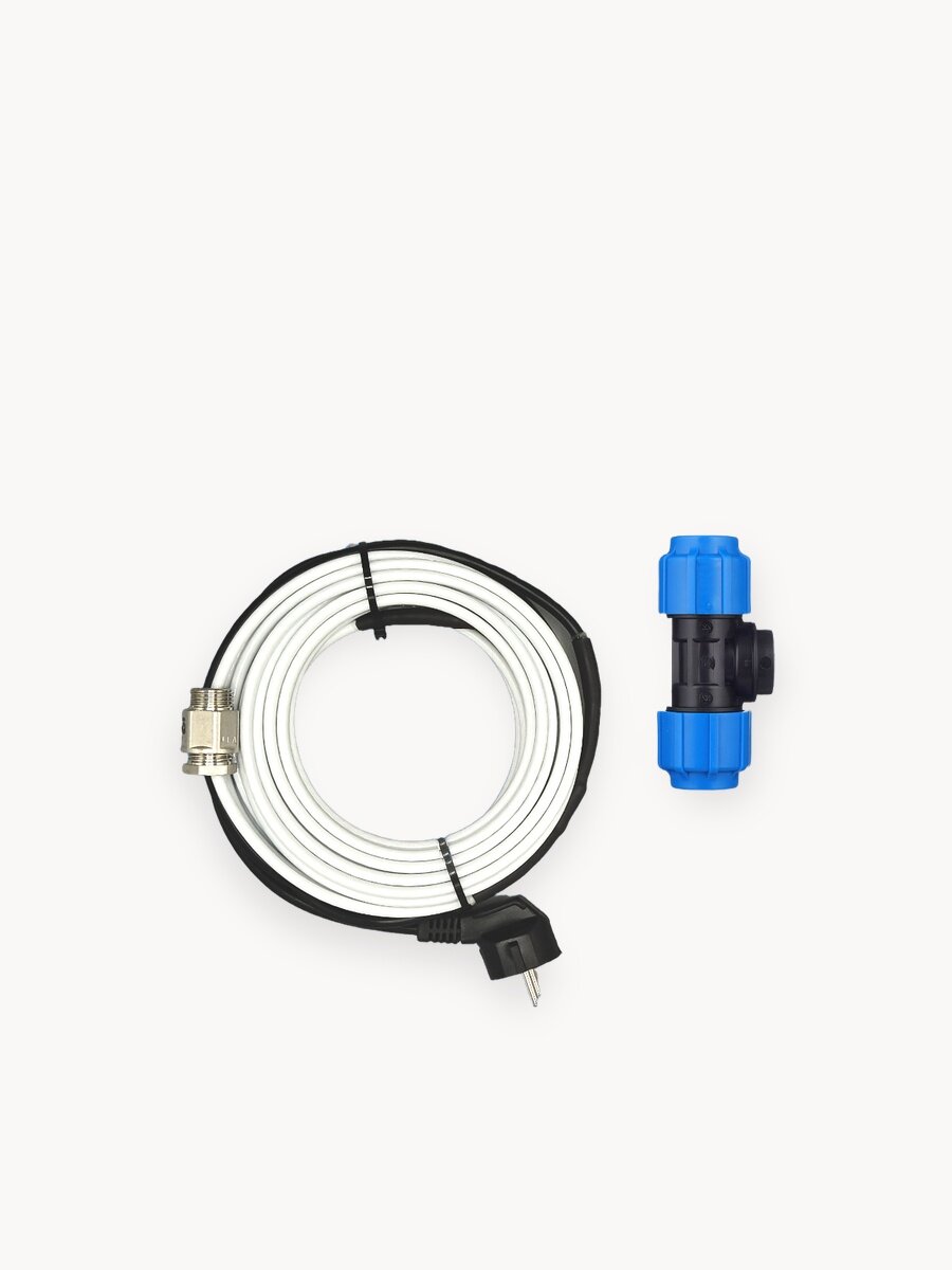 Готовый комплект для обогрева труб (Греющий кабель в трубу + тройник пнд 32) 4м