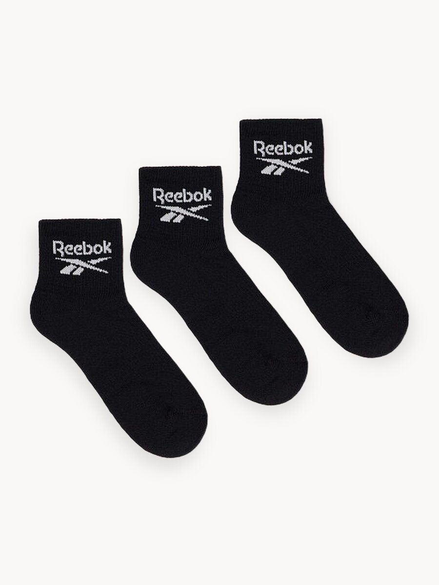 Носки Reebok Core Ankle Socks, комплект, 3 пары, размер 37/39 EU, черный