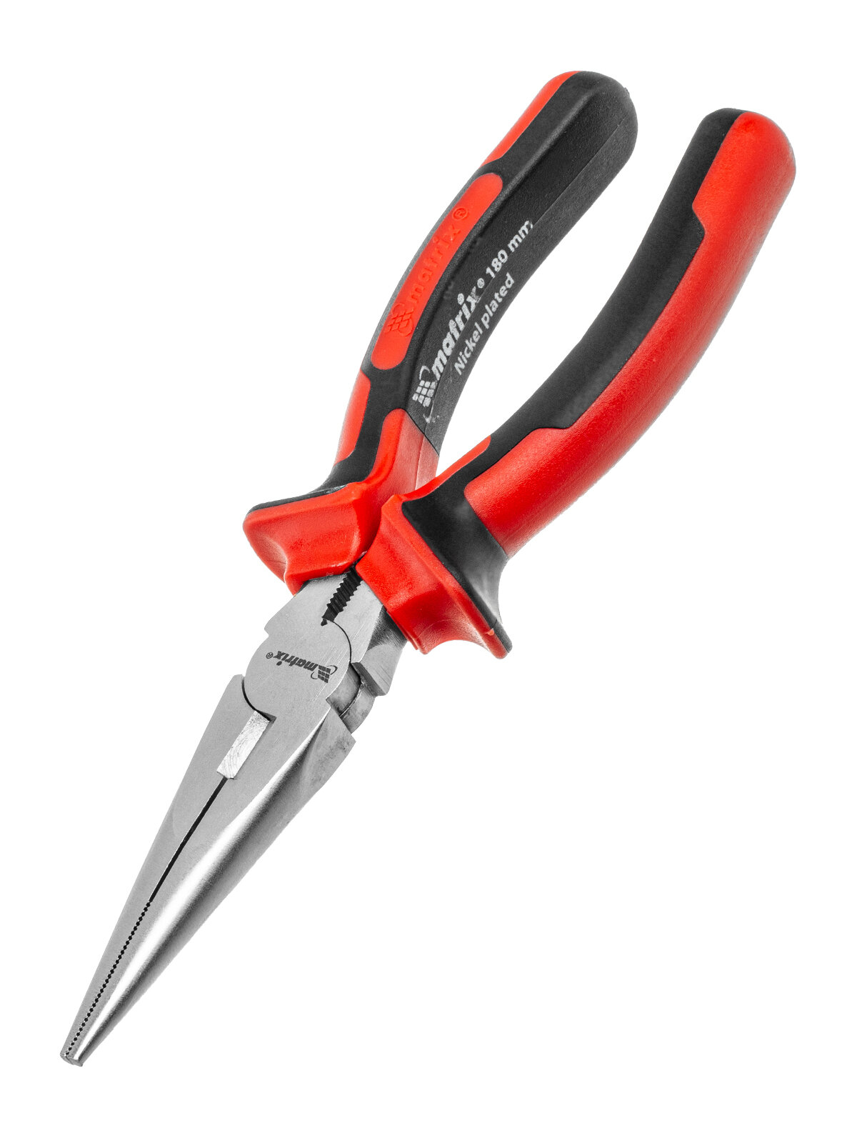 Длинногубцы Matrix NICKEL 180 мм, прямые никелированные, двухкомпонентные рукоятки 17166