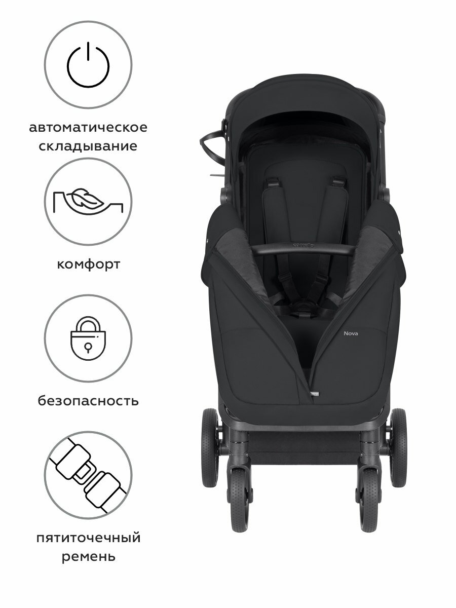 Детские Коляски Xiaomi Прогулочная коляска CARRELLO Nova CRL-5524, автоматический складной механизм, черная