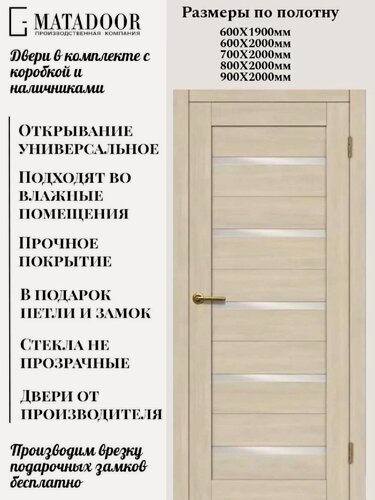 Изображение товара Межкомнатные двери MATADOOR, модель Фортуна в комплекте с коробкой и наличником, 80х200