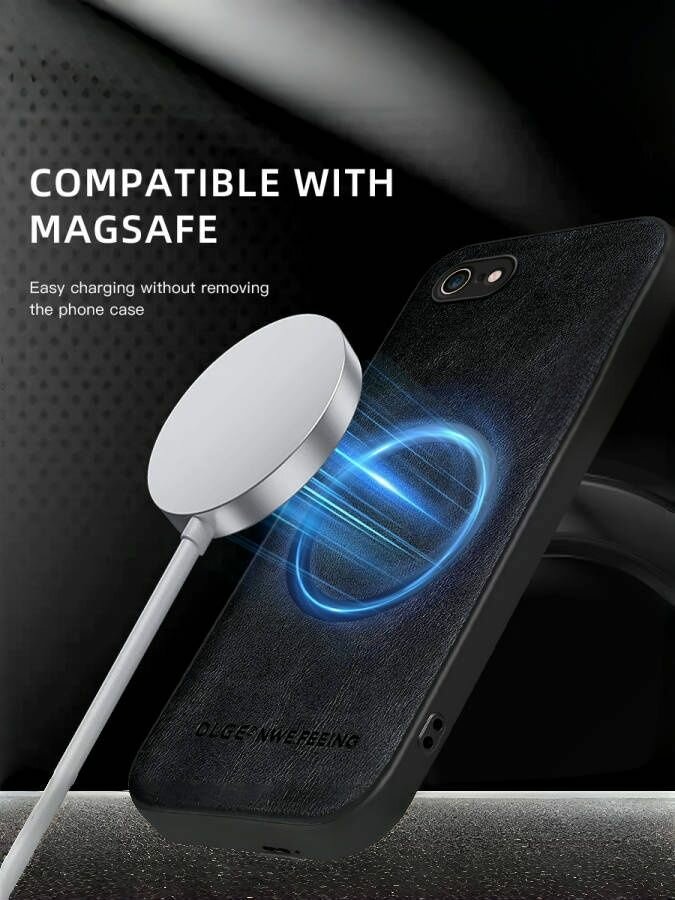 Роскошная кожа MagSafe Чехол на iPhone 7, iPhone 8 и iPhone SE 2020 ( на Айфон 7, 8, СЕ 2020), ударопрочный и водонепроницаемый, защитой блока камеры, беспроводная зарядка — фото 1
