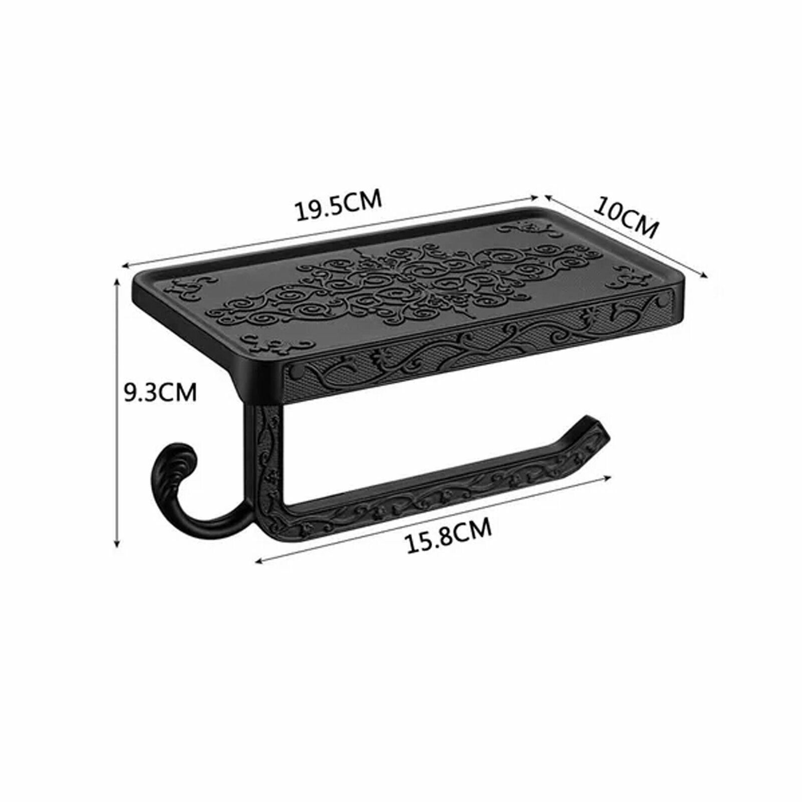 Черная стойка для рулонов бумаги с полкой для хранения телефона алюминиевый винтажный держатель для туалетной бумаги и полотенец для ванной комнаты черный цвет