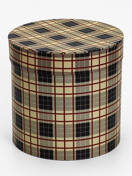 Подарочная шляпная коробка Шотландская клетка 20x20 см вид: жёсткие (крышка+дно)