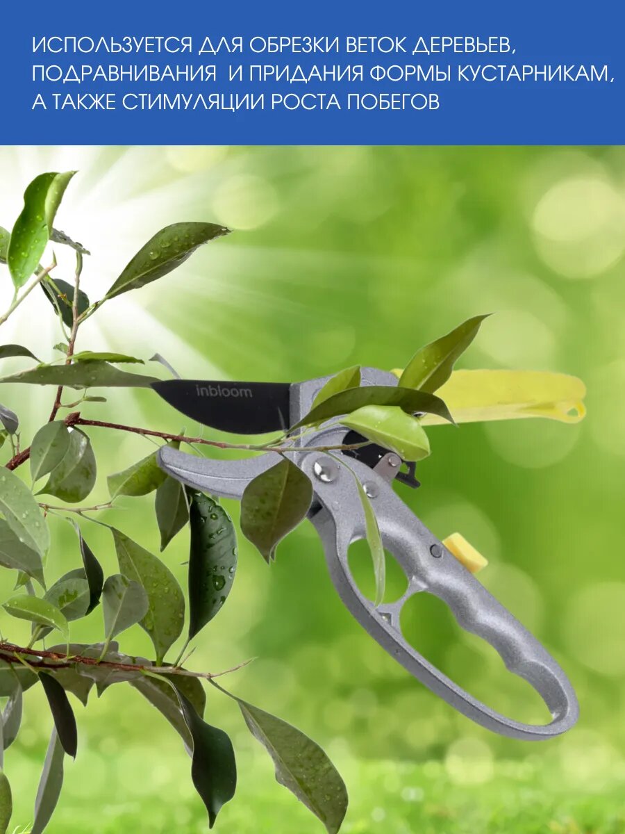 Секатор Inbloom, рычажный, с тефлоновым покрытием, с эфесом, алюминий, — фото 1