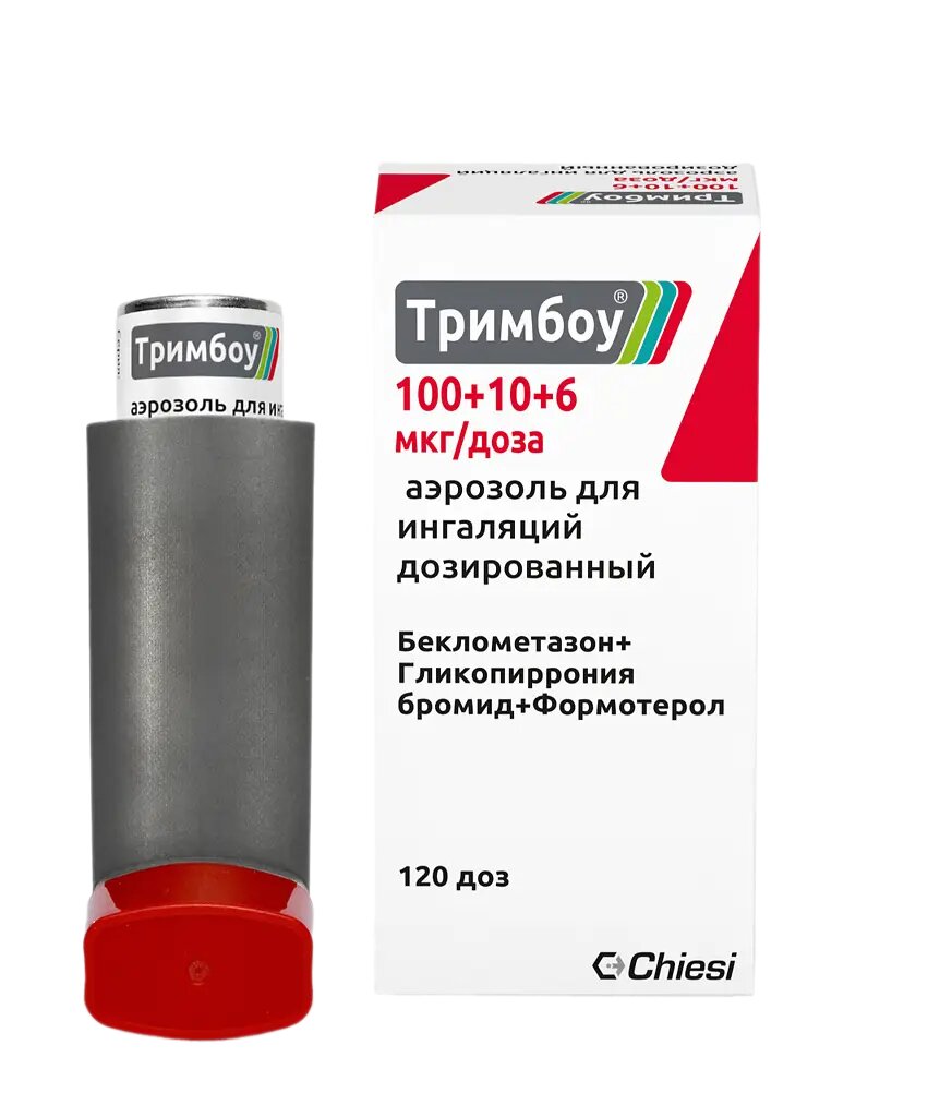 Тримбоу аэрозоль для ингаляций дозированный 100+10+6 мкг/доза 120 доз 1 шт фото