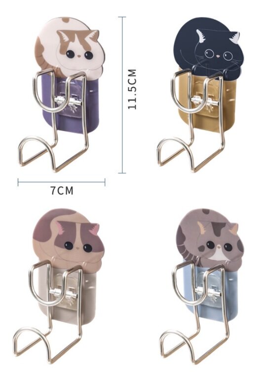 4 штуки крючки - котики, интерьерные, универсальные, самоклеящиеся, пластик/металл. — фото 1