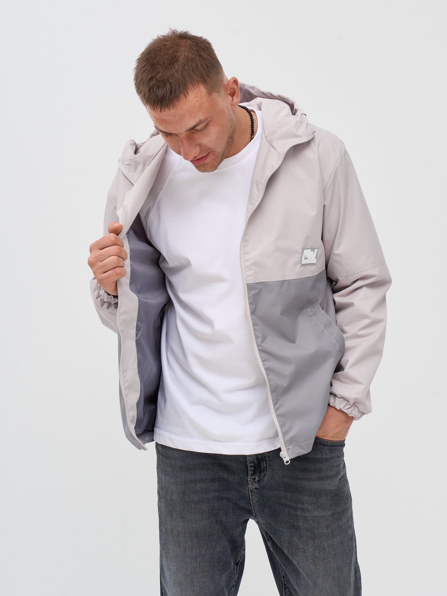 Ветровка MowGear, размер 50/176, серый, белый