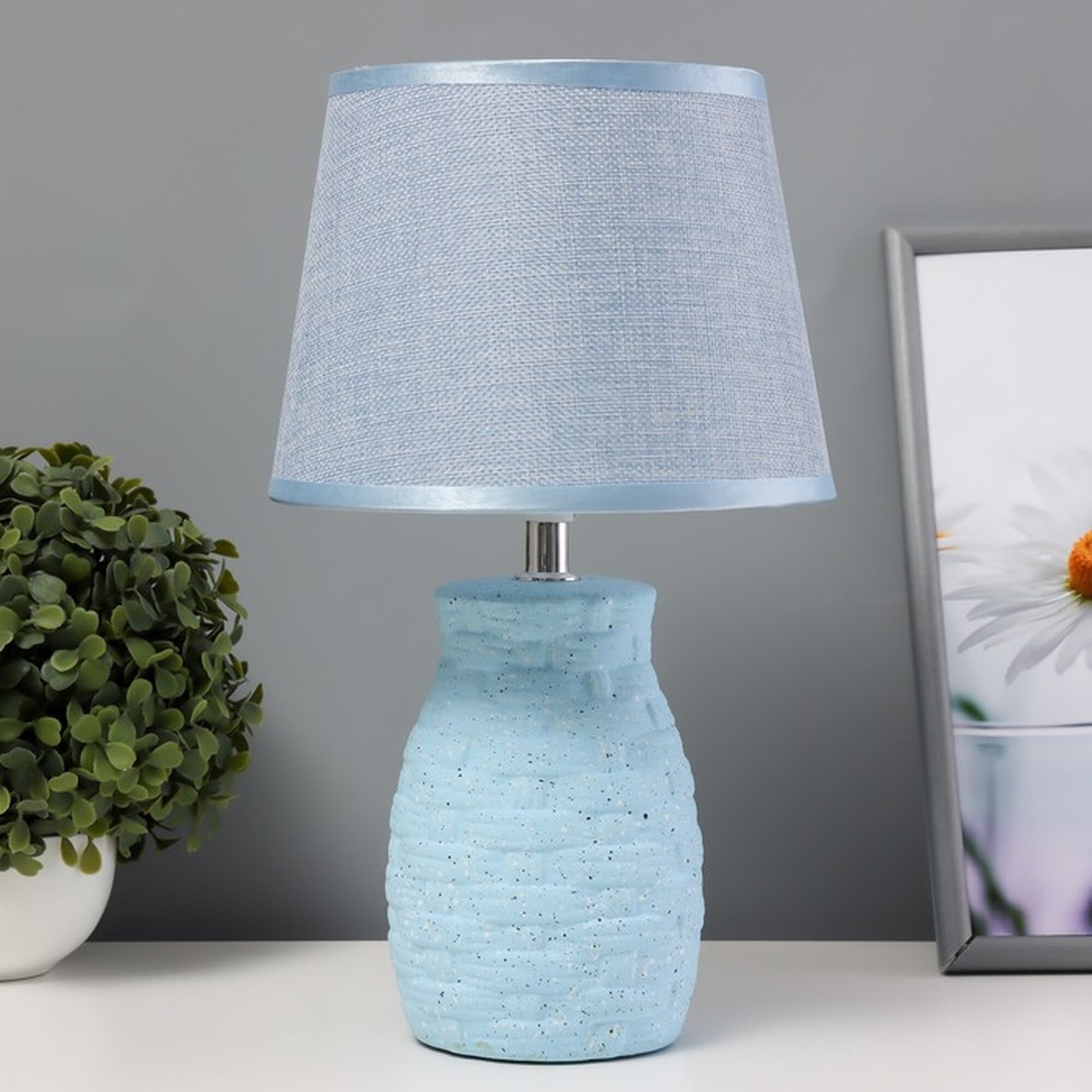 Лампа настольная 16249/1BL Е14 40 Вт синий/плетёнка 20×20×33.5 см RISALUX