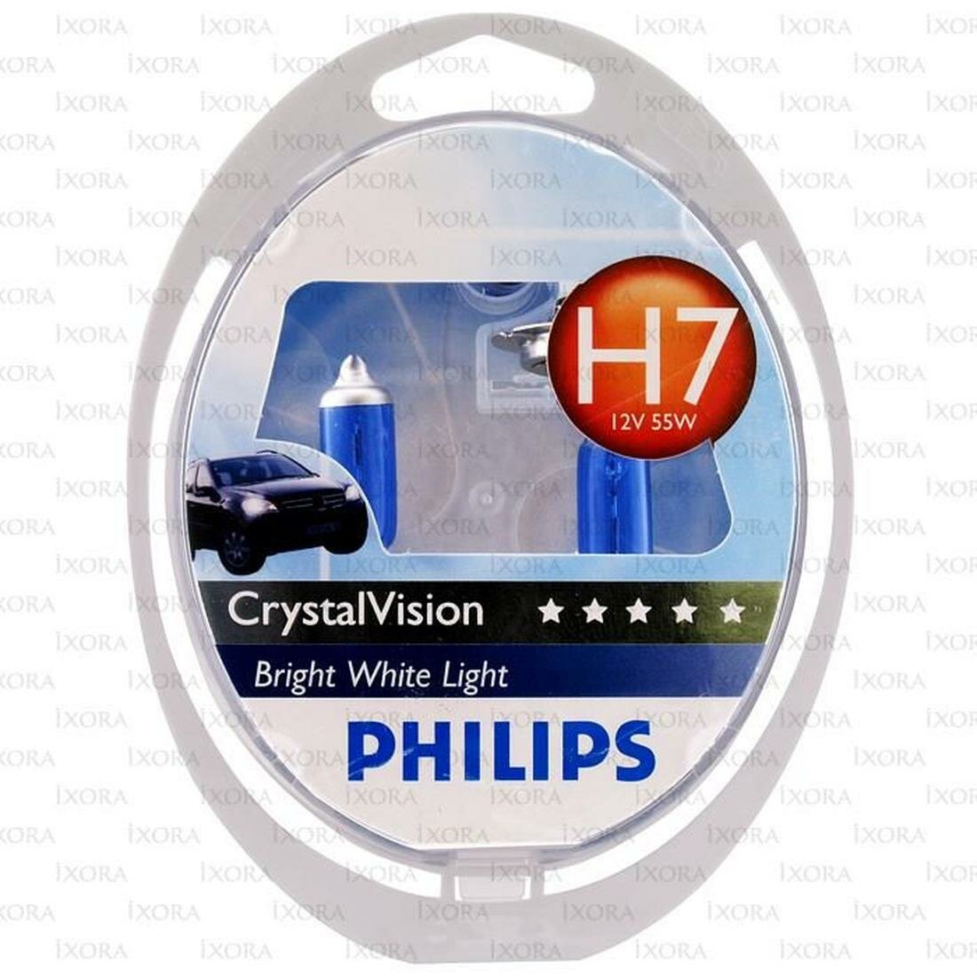 Philips лампа головного света (crystalvision) h7 12v 55w 4300k блистер 2 шт. 12972cvsm