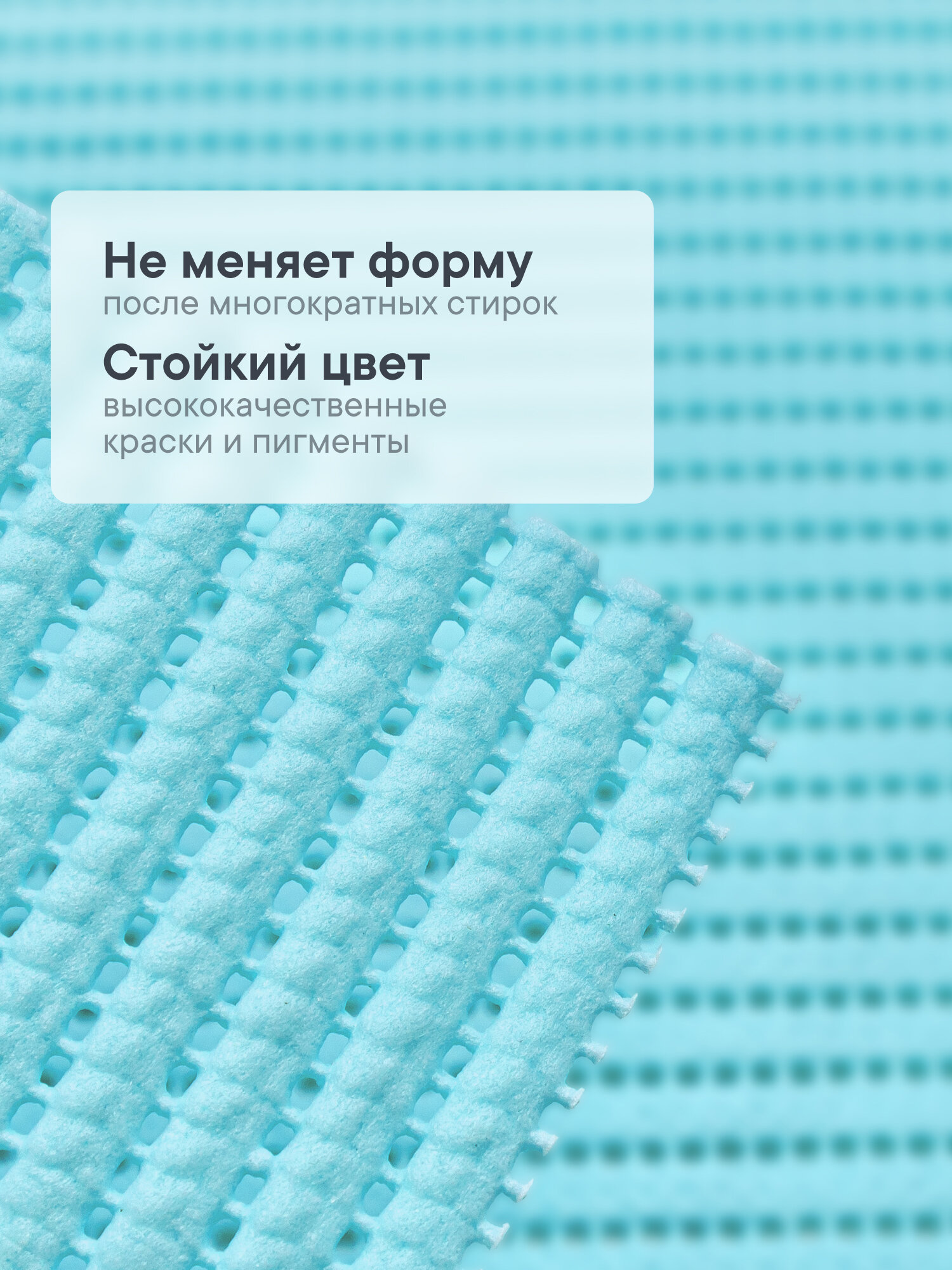 Набор ковриков для ванной и туалета из вспененного ПВХ 50х52 см, 50х85 см 2шт. однотонный голубой — фото 1