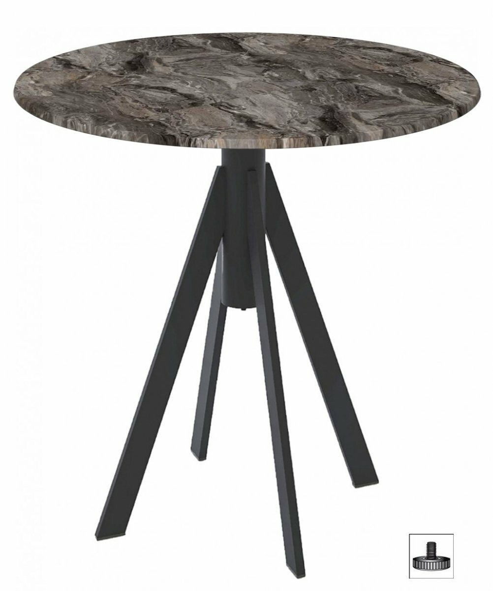 Стол обеденный Fuoz Werzalit Fantasy, столешница круг, 60*60 см, цвет черный, сидней, Genart