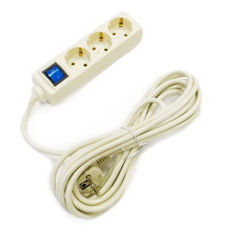 Удлинитель бытовой Skybeam 3 розетки с заземлением 3x1 5 мм 3 м 3500 Вт цвет бежевый