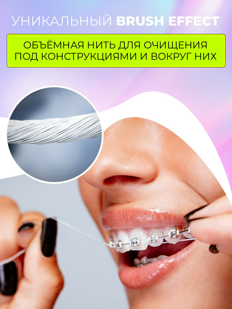 Зубные Нити Объемная ортодонтическая зубная нить SPLAT Smilex ORTHO+ со вкусом мяты 30 шт