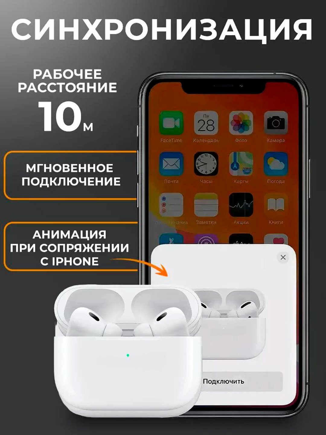 Беспроводные наушники "Ar Pods Pro 2 ANC Premium" с сенсорным управлением — фото 1