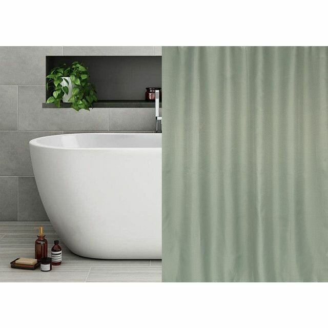 Занавеска для ванной 180х180см полиэстер зеленая