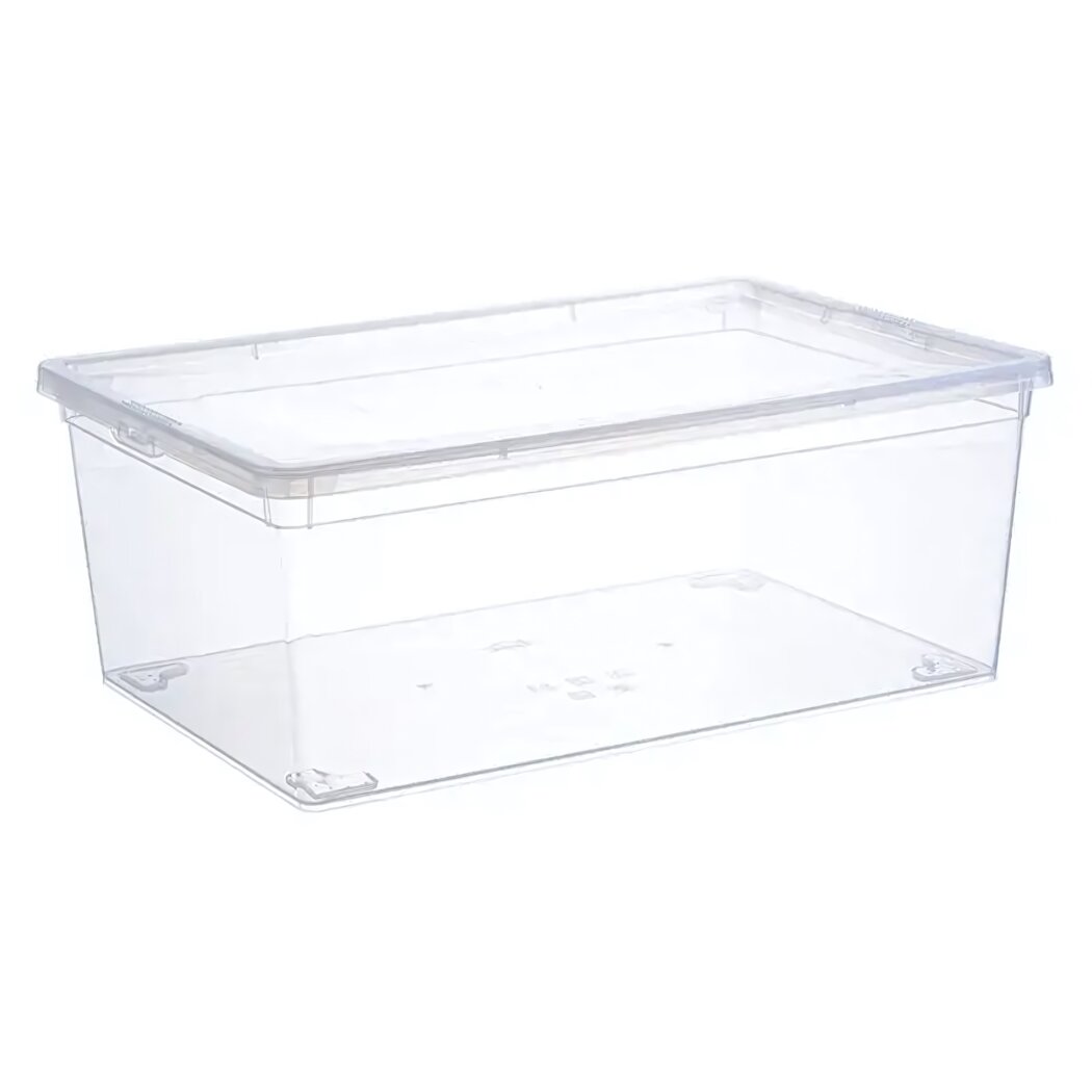Контейнер пластиковый 10л с удобной крышкой прозрачный 140х250х370мм