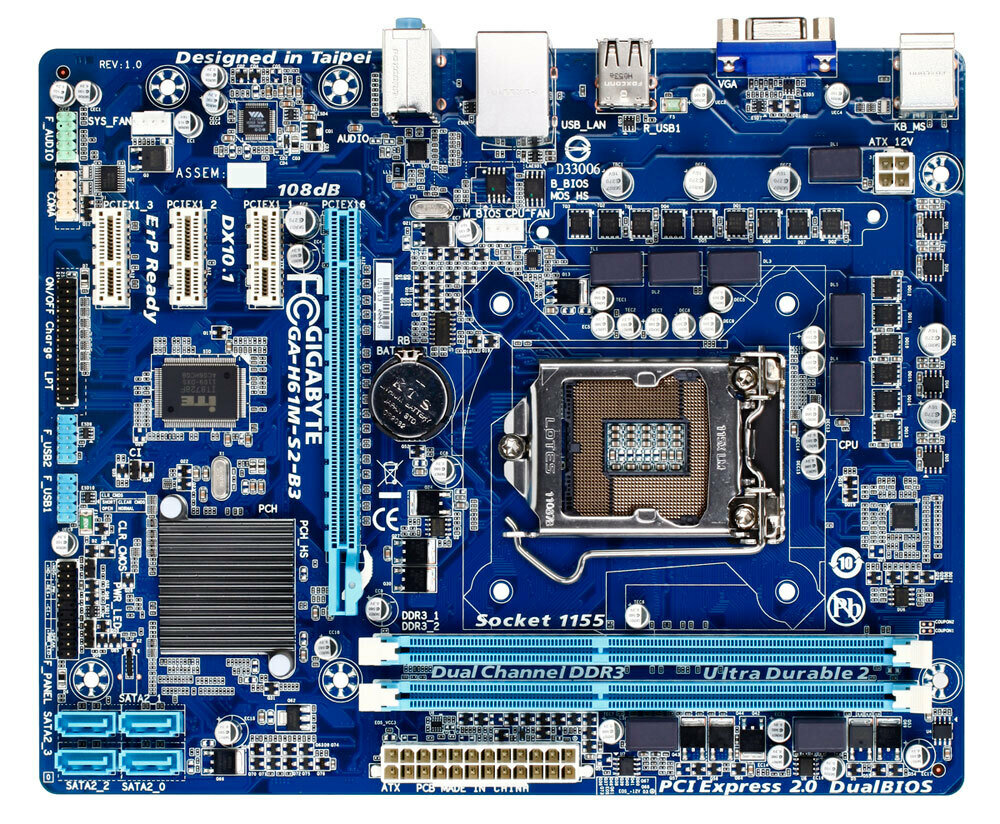 Материнская плата GIGABYTE GA-H61M-S2-B3 (rev. 1.0) 1155 DDR3