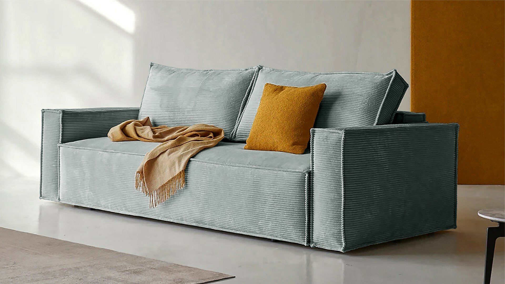 Диван Софт 3 Cilium Steel NEW 240x94x80 см, серый Вельвет, еврокнижка Фиеста