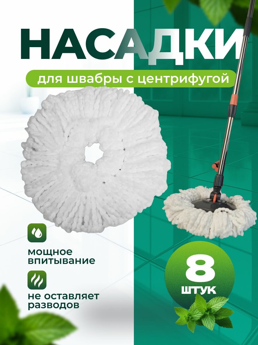 Насадка на швабру Мой дом "Торнадо", 32x32см, микрофибра, для сухой и влажной уборки