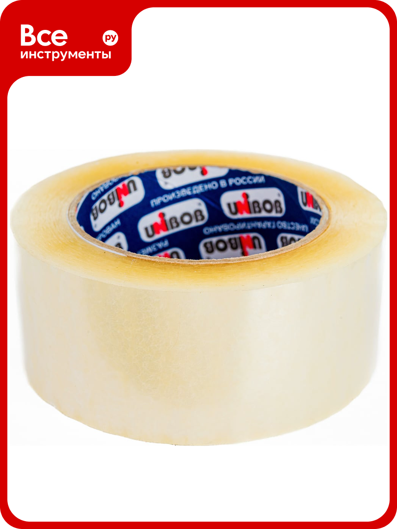 Упаковочная клейкая лента Unibob прозрачная 48 мм х 132 м 31251