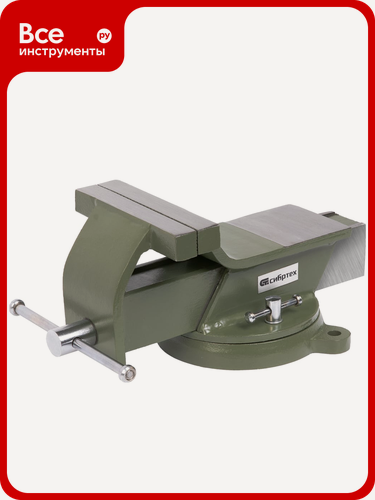 Изображение товара Слесарные тиски СИБРТЕХ 125 мм, стальные, поворотные 18619, с поворотным механизмом