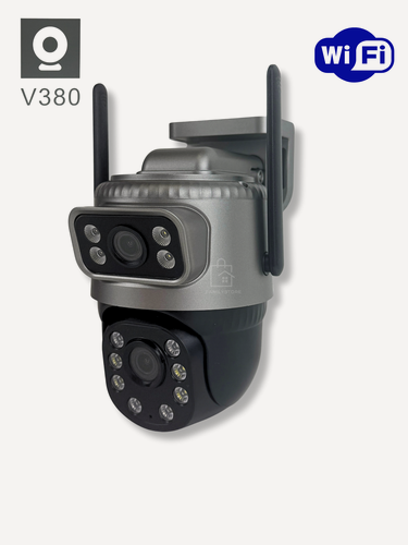 Изображение товара Камера видеонаблюдения Wi-fi, 4Mп/ Двойной объектив, двойной экран, Поворотная / Уличная /v380(Русский)